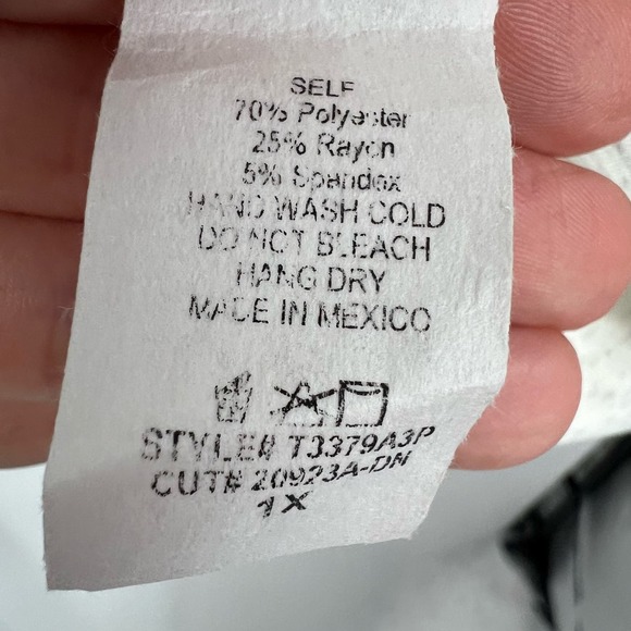 White Birch Kangaroo Pocket Sweatshirt Top Women's 1X White Speckled Relaxed Fit - Picture 8 of 8